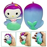 moonker Squishiesおもちゃ、指Mermaid人形Squishy Slow Risingクリーム香りつきDecompressionおもちゃ携帯電話ストラップギフト over 6 year