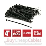 (親) 18lbsケーブルナイロンZip Ties 4" ブラック ZT101