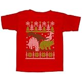 Lost Gods醜いクリスマスセーター恐竜幼児用グラフィックTシャツ カラー: レッド