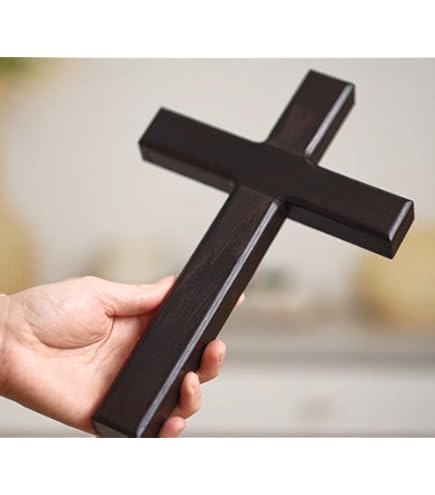 Amazon.co.jp: Zuluf 壁掛け オリーブ材 十字架 20cm キリスト教の壁用