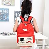 Mutell（TM）ガールズボーイズファッションジッパートラベルリュックサック用学生の漫画のキャンバスバックパックプレッピースタイル口ひげスクールバックパック