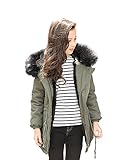 HIMOE 女の子 子供コート モッズコート 裏ボア ジャケット 中綿コート キッズコート 秋冬 キッズ服 ブラック 暖かい 保温 防寒 厚手 通学 アウター (オリーブグリーン, 170サイズ)