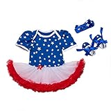 エルフ ベビー(Fairy Baby)星柄ベビー服 ロンパース 女の子 ワンピース tutuスカート 前開き 春夏 size 73(6-12M) (ブルー)