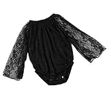 SCFLIFE新生児ガールズレースロングスリーブブラックロンパージャンプスーツボディスーツ服装 (80cm)
