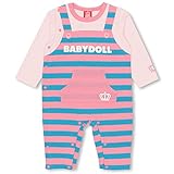ベビードール ボーダー切替長袖ロンパース 子供服 80cm ピンク