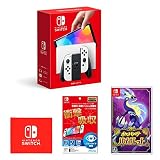 Nintendo Switch(有機ELモデル) Joy-Con(L)/(R) ホワイト＋【任天堂ライセンス商品】Nintendo Switch (有機ELモデル)専用有機EL保護フィルム 多機能＋ポケットモンスター バイオレット -Switch (【Amazon.co.jp限定】Nintendo Switch ロゴデザイン マイクロファイバークロス 同梱)