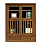 日本製 シック 幅90cm リビングキャビネット ナチュラル 完成品