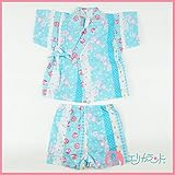 【送料無料メール便】【ER2790S8】甚平 スーツ ベビー用 子供用 女の子用 桜・ウサギ柄 80cm 90cm 95cm【日本製】 (80cm, 青)