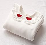 (プチプライム) Petit Prime あったか ハート トレーナー 裏起毛 フリル 襟 ホワイト 80