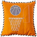 Bacati Muslin Dec Pillow, Basketball/Orange/Grey by Bacati