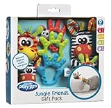 Playgro 182436107 Jungle Friends Gift Pack with New and Improved Rattle and Longer Socks for Baby [並