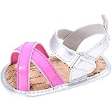 女の子　赤ちゃん　サンダル　ガールズ　ベビー　女児 夏 ファーストシューズ 柔らかい　PUレザー　マジックテープ　ベビー　シューズ 　滑り止め ソフト底の靴　桃色ｘシルバー　6-12ヶ月に対応 夏