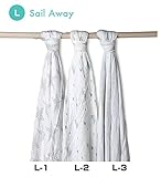 aden + anais (エイデンアンドアネイ) おくるみ バンブー バラ売り 1枚 出産祝い SILKY SOFT 【並行輸入品】 Sail away L-1