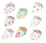 kinokoo よだれかけ　8枚セット　ベビー　赤ちゃん　キッズ　よだれかけ量販　三角 スナップ サイズ調整可能　2層コットン100％ 新生児　ベビー 女の子 男の子 出産お祝い ギフト かわいい よ