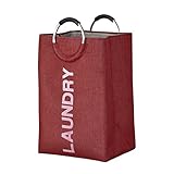 (DORIS) ランドリーボックス 折りたたみ 【マリブ レッド】 ランドリーバスケット 縦型 取っ手付き 大容量 幅38×奥行32×高さ55
