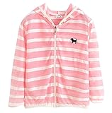 Plus Nao(プラスナオ) ジップアップパーカー 子供服 長袖 ボーダー柄 男児 女児 男の子 女の子 キッズ KIDS 薄手素材 フード付き 羽織り 上 130 ピンク