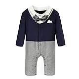 男児用ロンパース 1 ピース 幼児用衣類セット タキシード ジャンプスーツ & 蝶ネクタイ パンツ カラー: ブルー