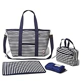 [ルートート]ROOTOTE マミールー マザーズバック ボーダー柄 バック・ポーチ・シート3点セット コットン素材 (2.Navy)
