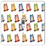 マルチカラーOwls onホワイト正方形 – ライトスイッチPL RK-LSPS-440