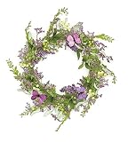 24" Decorative Purple and Green Mixed Berry and Butterfly Artificial Floral Wreath - Unlit
