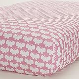 Safe Sleep Pink & White Butterflies Fitted Sheet by Triboro