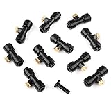 VERY100 　噴霧冷却システム散水用具　 1/4" ホース対応　ネジ10/24　ミストノズルとコネクターキット　取付簡単 DIY (10ノズルティー+10ノズル+1プラグ)