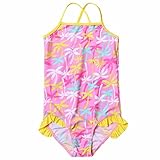 (アイム)iiniim　ガールズ　水着　女の子　スイムスーツ　タンキニ　連体　キッズ用　スイムウェア　葉柄　UVカット　キャミ型　子供用水泳服 イエロー タグ：8A キッズサイズ：8