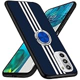 Moto G52j 5G ケース Moto G52j 5G II ケース リング 耐衝撃 moto g52j 5Gスマホケース モトローラ モト G52j 5G II カバー TPU 指紋防止 シリコン 車載ホルダー対応 360°回転 ストラップホール付き 滑り止め 落下防止 全面保護カバー（ブルー）