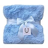 Max Daniel Luxe Blue Bunny Baby Blanket – 両面 – ブルーPipedエッジ1125