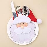 ナイフフォークバッグ カトラリーケース　スプーン　カバー　クリスマス飾り　食器　収納　サンタクロース　4枚セット (B)