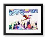 uhomate Dragon and Harry Potter Hogwarts Castleホームキャンバス印刷ウォールアート記念ギフトベビーギフトインスピレーション引用符壁装飾リビングルームベッド