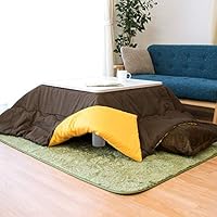 こたつ布団 セット 正方形 2点セット こたつ本体(YUASA ユアサプライムス)75×75cm + こたつ掛け布団 リバーシブル ブラウン&オレンジ 中わた1.5kg入り 185×185cm【訳ありアウトレット】こたつセット こたつ布団 こたつテーブル こたつセット