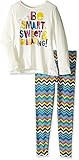 Kidtopia Little Girls 2 Piece Set-Long Sleeve Lace Side Smart With Printed Chevron Legging Ivory 6 [