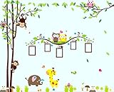 Nursery Wall Decals XL, Nursery Tree, Owl, Monkey, Elephant,Giraffe Wall Decal, Picture Frame Wall D