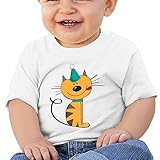 帽子をかぶってかわいい猫 誕生日子供服 ベビーTシャツ 半袖 男の子 女の子 クルーネック カジュアル