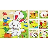 DEHANG 子供の知育玩具　木のおもちゃ　9コマ 農場アニマルキューブパズル