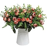 Kicode ローズフラワーシミュレーションバラ ティーバッドパール 人工フェイク花 ホームホテルオフィスウェディングパーティーのための庭のクラフトアートインテリア ブランチ 12" トール