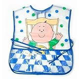 Baby Boy Munch Time Design Peva Painting Bib with Neck Tie (One Size) (Blue) by Universal Textiles