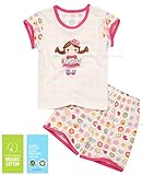 【あるこんたるこん】 オーガニックコットン ベビー キッズ ルームウェア ラブユー 女の子 パジャマ 3分袖 ショートパンツ (100)