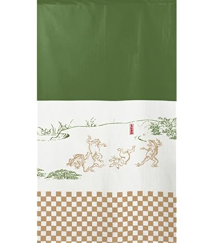 Amazon｜暖簾（のれん） 麻100％ 鳥獣戯画 日本製 120cm n-1030