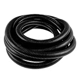 uxcell コルゲートチューブ　パイプ　プラスチック製　ブラック　22mm内径 4.7M長さ