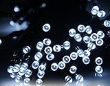 RioRand®　ソーラー式LEDストリング　デコレーションフェアリーライト　イルミネーション（20Mストレート、200球） (ホワイト)