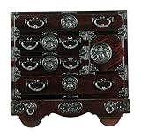 岩谷堂箪笥  極小タンス車付 南部鉄器金具 桐紋様 開戸内部小抽出2配 NO.306