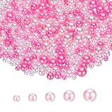 PATIKIL 穴なしパール ビーズ 3 mm 4mm 5mm 6mm 8mm 約1000個 プラスチック模造真珠 アクセサリーパーツ アートクラフト 宝石メイキング ネイル ネックレス 手芸 DIY用 ピンク/ホワイト