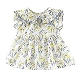 Lucaso 女の子 子供服 ワンピース ドレス 花柄 フリル リボン ノースリーブ レース柄 チュニックミニ Aライン プリンセス エレガント 可愛い ベビー服 結婚式 普段着 入学式 (100, 