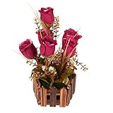 人工バラ花 – Fake Roses with Imitationフェンスウェディングデコレーション、パーティーデコレーション、キッチン用デコレーション – 5 x 4.5 X 10.5インチ