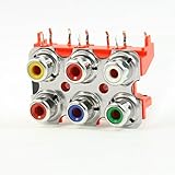 uxcell AV同心ソケット　ACコンセントリックRCAソケット　ブラック　レッド　6オーディオビデオ 6メスジャックコネクタ