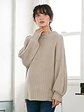 Angeliebe エンジェリーベ マタニティー 授乳 しやすい 片畦 ボトルネック ボリューム スリーブ ニット 妊婦服 産前 産後 長袖 セーター トップス フリー ベージュ 22245 2224