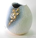 白砂金彩花瓶　7.5号 （信楽焼・花瓶・花入れ・花器・壺・壷・水盤・H）　※幸せを呼ぶ幸運の黄色「風の水琴工房オリジナルキーホルダー」付きセット商品