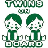TREZ TWINS ON BOARD 双子 ツインズ BOY&BOY 男の子 男の子 男男 ステッカー 【BABY IN CAR】 (グリーン)